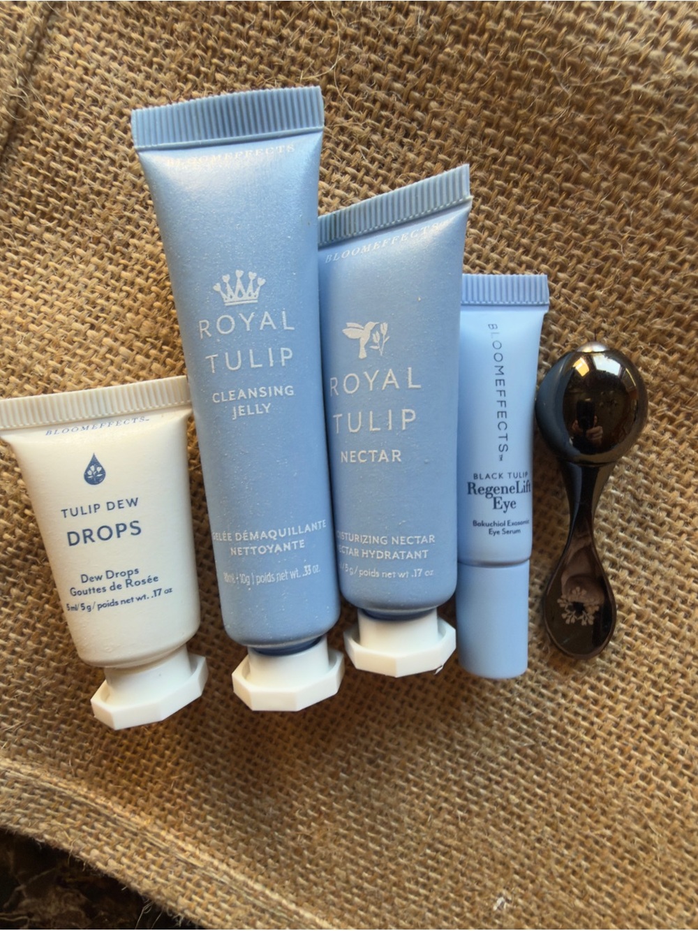 Bloom Effects Skin care Collection w tote, headband & eye de-puff roller/guasha - Picture 3 of 6